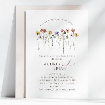 colorful wildflower on the way couples baby shower invitation