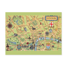 Small Colorfully Illustrated Map Of London England Postinvitations Front View