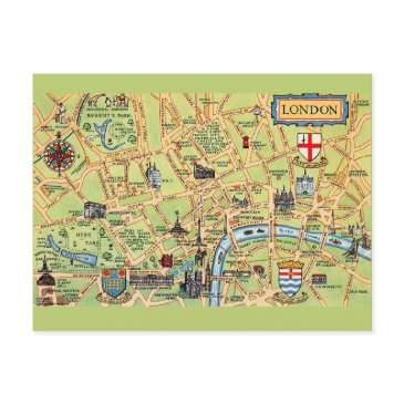 colorfully illustrated map of london england postinvitations