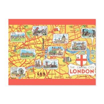 colorfully illustrated map of london england postinvitations
