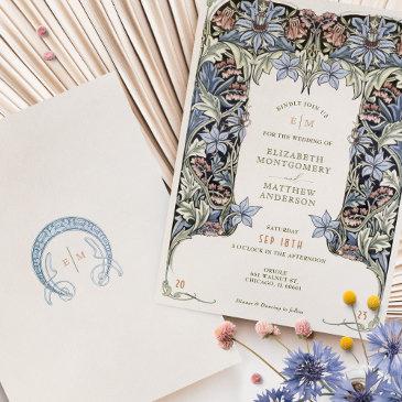 columbine morris victorian vintage wedding invitation