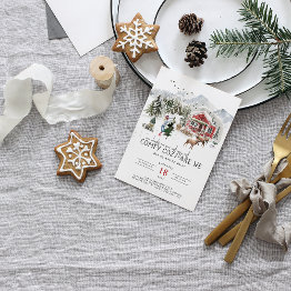 Small Comfy Cozy | Rustic Woodsy Christmas Invitation Front View