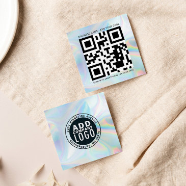 company logo and qr code diy holographic square business invitations