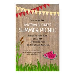 Small Company Summer Picnic Rustic Invitation Poster Front View