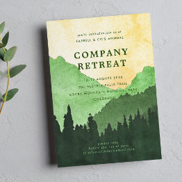 Small Company Team Retreat With Mountains (green) Invitation Front View