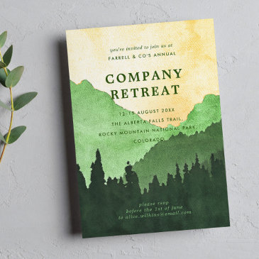 company team retreat with mountains (green) invitation