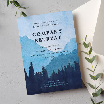 company team retreat with mountains invitation