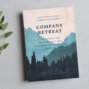 company team retreat with mountains (teal) invitation