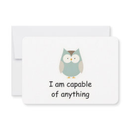 Small Confident Owl Woodland Animal Affirmation Invitations Front View