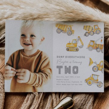 construction 2nd birthday invitation | truck