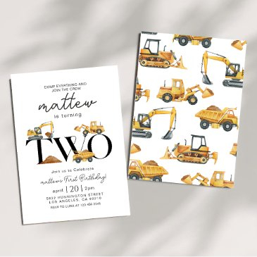 construction dump truck party boy birthday invitation