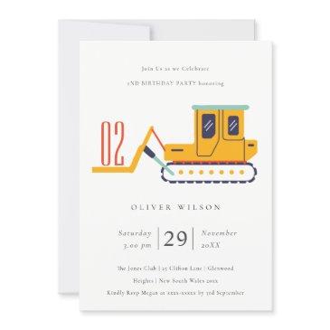 construction fork lift any age birthday invite