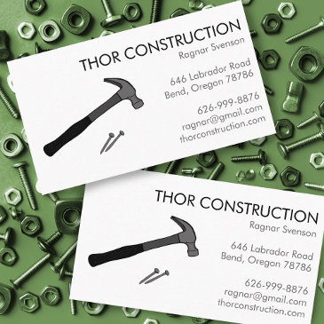 construction handyman remodel hammer & nails cool business invitations