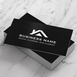 Small Construction House Roof Logo Real Estate Black Business Invitations Front View