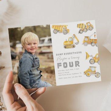 construction photo 4th birthday invitation