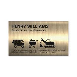 Small Construction Vehicle Icons | Gold Metallic Appointment Invitations Front View