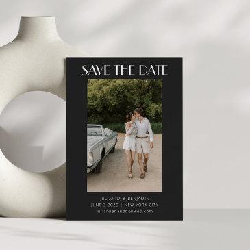 contemporary retro art deco photo wedding black save the date