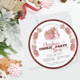 Small Cookie Exchange, Cookie Swap Christmas Party Invitation Front View