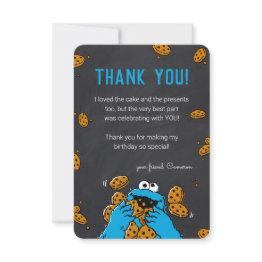 Small Cookie Monster Birthday Chalkboard Thank You Invit Invitation Front View