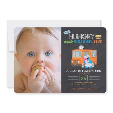 cookie monster food truck chalkboard birthday invitation