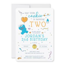 Small Cookie Monster | Our Little Cookie Is Turning Two Invitation Front View