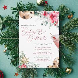 Small Cookies & Cocktails Christmas Xmas Holiday Party Invitation Front View
