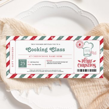 cooking baking class christmas gift voucher invitation