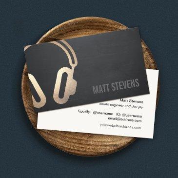 cool bold dj gold headphones black music business invitations
