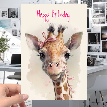 cool cute giraffe - funny happy birthday invitations