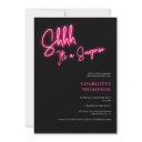 cool neon pink retro black photo surprise sweet 16 invitation