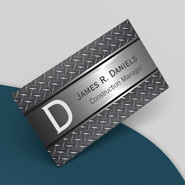cool rustic steel metal diamond plate pattern business invitations