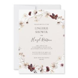 Small Copper Burgundy Wildflower | Lingerie Shower Invitation Front View