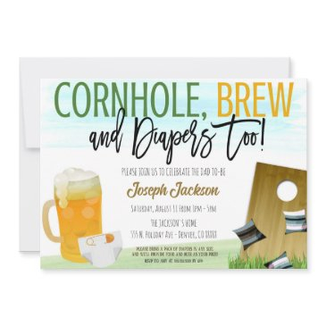 cornhole and beer baby shower invitation