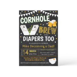 Small Cornhole And Beer Baby Shower Invitation Front View