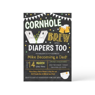 cornhole and beer baby shower invitation