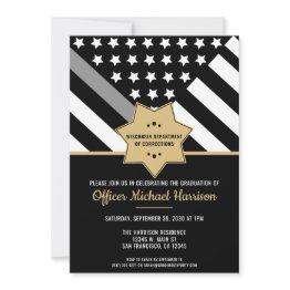 Small Corrections Officer Graduation Party Flag Invitation Front View