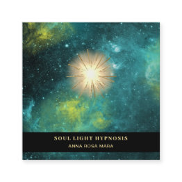 Small *~* Cosmic Healing Universe Energy Sun Burst Stars Square Business Invitations Front View