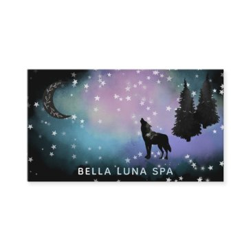 *~* cosmic moon howling wolf rainbow - pine trees business invitations