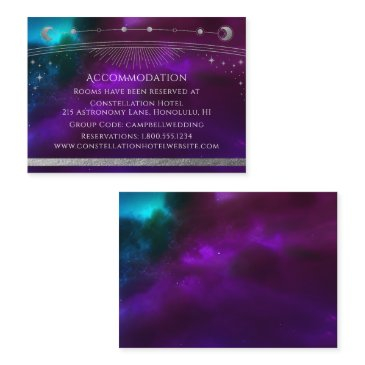 cosmic purple teal silver sun moon accommodation enclosure invitations
