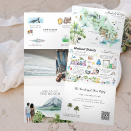 Small Costa Rica | Destination Wedding Itinerary Tri-fold Invitation Front View