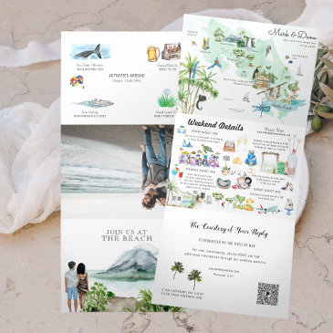 costa rica | destination wedding itinerary tri-fold invitation