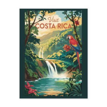 costa rica parrot illustration travel art vintage postinvitations