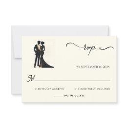 Small Costume Men Adult Tuxedo Bold Black Tie Wedding Rsvp Invitations Front View