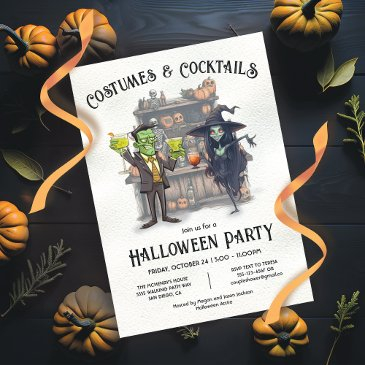 costumes and cocktails halloween party invitation