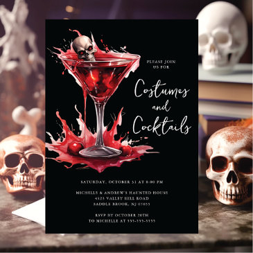 costumes & cocktail halloween party invitation