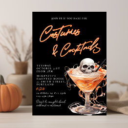 Small Costumes & Cocktails Adult Halloween Party Invitation Front View