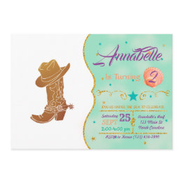 Small Country Boot And Hat Silhouette Invitation Front View