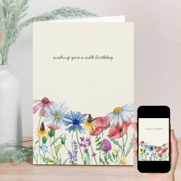 Small Country Wildflower Wild Birthday Invitations Front View