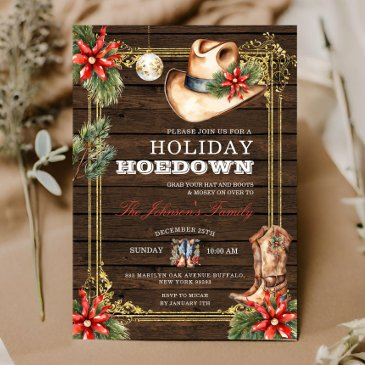 country wood western christmas holiday hoedown invitation