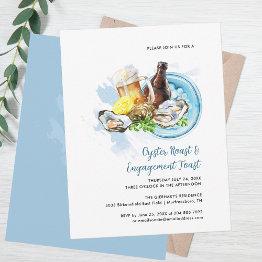 Small Couple Oyster Roast Engagement Toast Seafood Party Invitation Front View